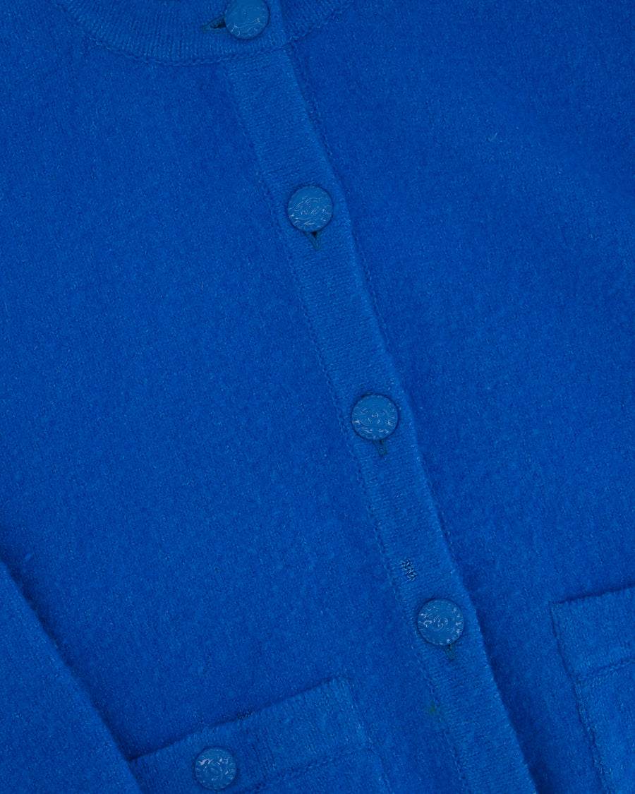 Chanel 22/B Blue Round Neck Button Down Cardigan with CC Button Detail FR 34 (UK 6)
