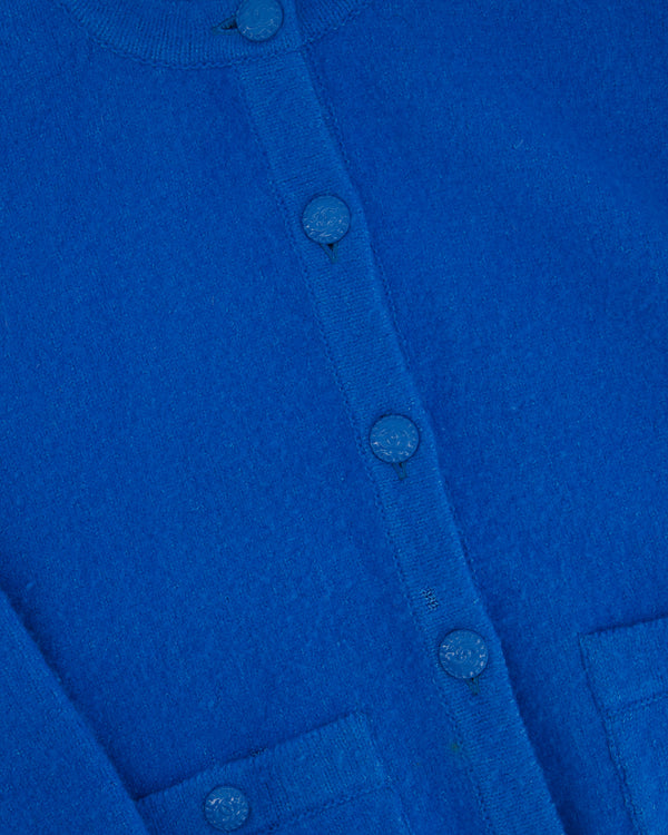 Chanel 22/B Blue Round Neck Button Down Cardigan with CC Button Detail FR 34 (UK 6)