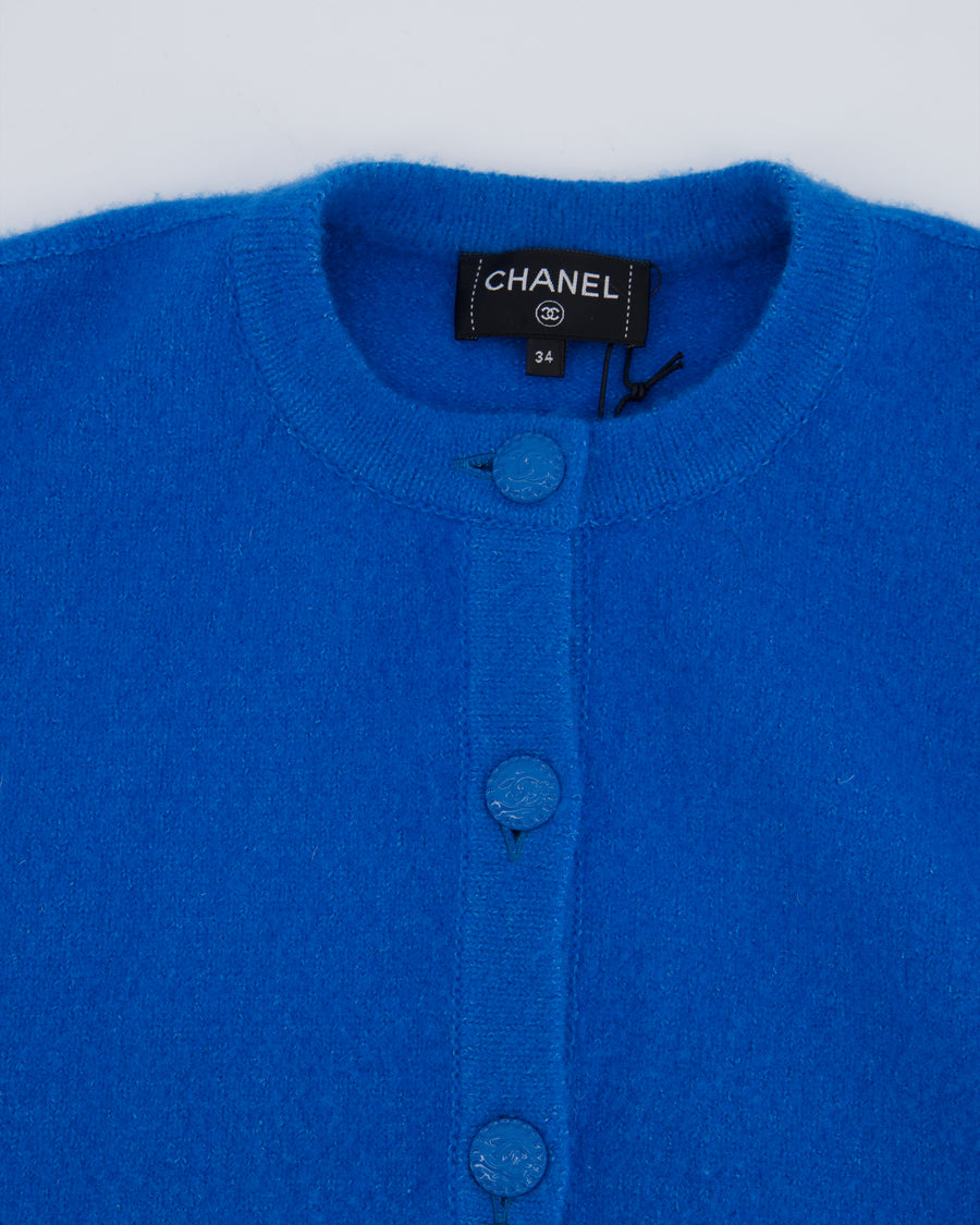 Chanel 22/B Blue Round Neck Button Down Cardigan with CC Button Detail FR 34 (UK 6)
