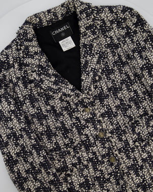 Chanel Black and White Tweed Jacket with CC Logo Buttons Size FR 34 (UK 6)
