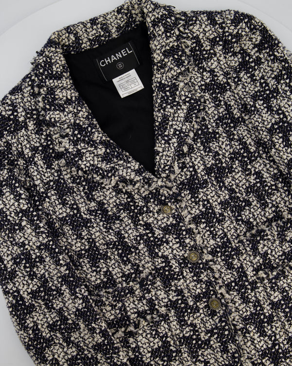 Chanel Black and White Tweed Jacket with CC Logo Buttons Size FR 34 (UK 6)