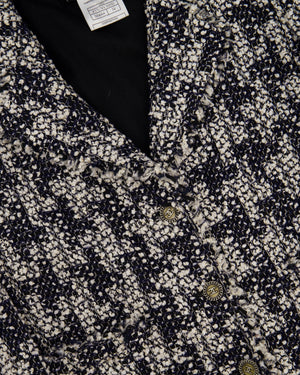 Chanel Black and White Tweed Jacket with CC Logo Buttons Size FR 34 (UK 6)