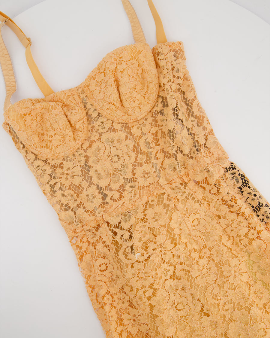 Dolce & Gabbana Peach Lace Corset Midi Dress Size IT 36 (UK 4)