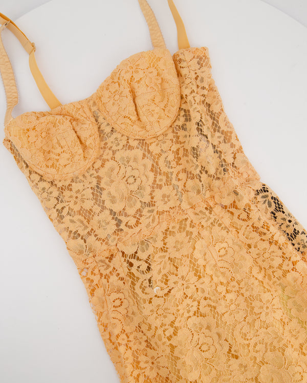 Dolce & Gabbana Peach Lace Corset Midi Dress Size IT 36 (UK 4)