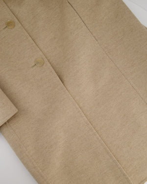Loewe Beige and Yellow Wool Long Sleeve Coat with Silver Anagram Logo Button Size FR 34 (UK 6)