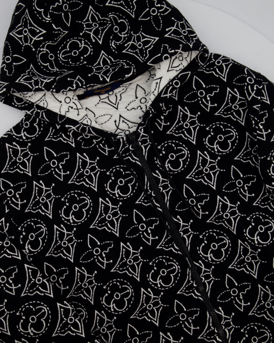 Louis Vuitton x NBA Mens Strategic Flowers Black and White Quilted Hoodie Size XXL (UK 46)