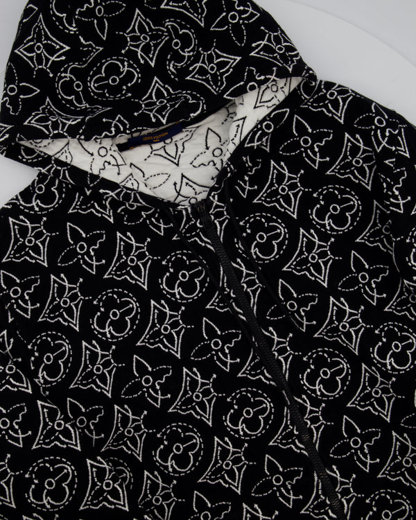 Louis Vuitton x NBA Mens Strategic Flowers Black and White Quilted Hoodie Size XXL (UK 46)