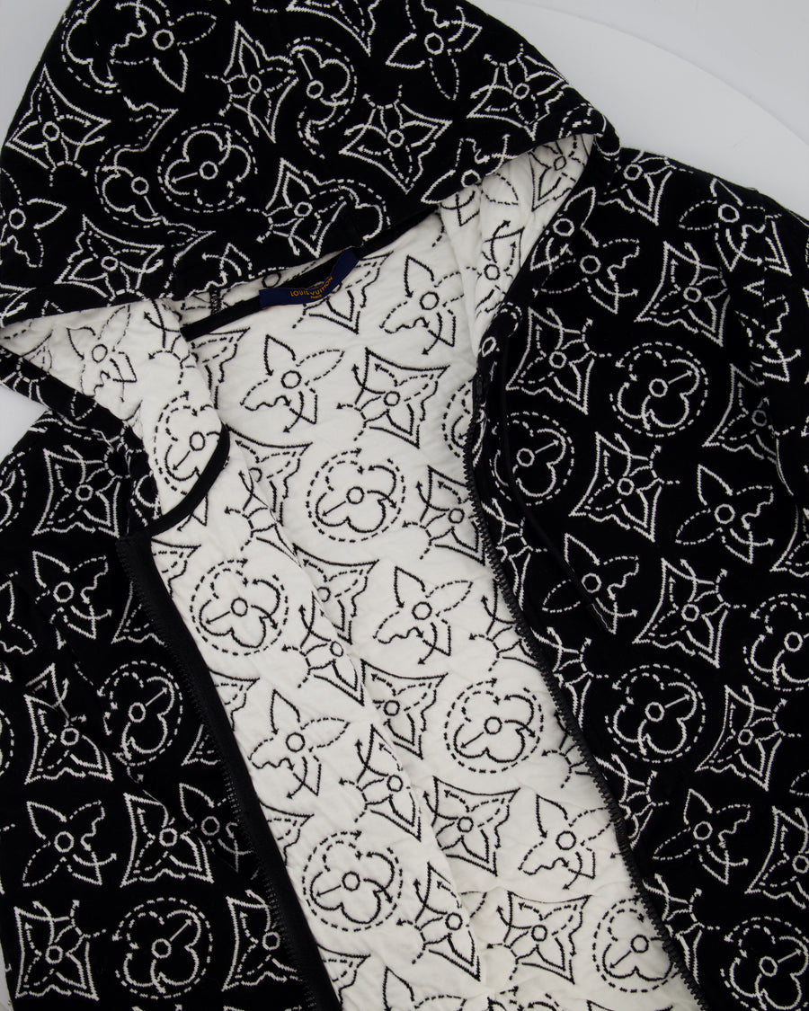 Louis Vuitton x NBA Mens Strategic Flowers Black and White Quilted Hoodie Size XXL (UK 46)