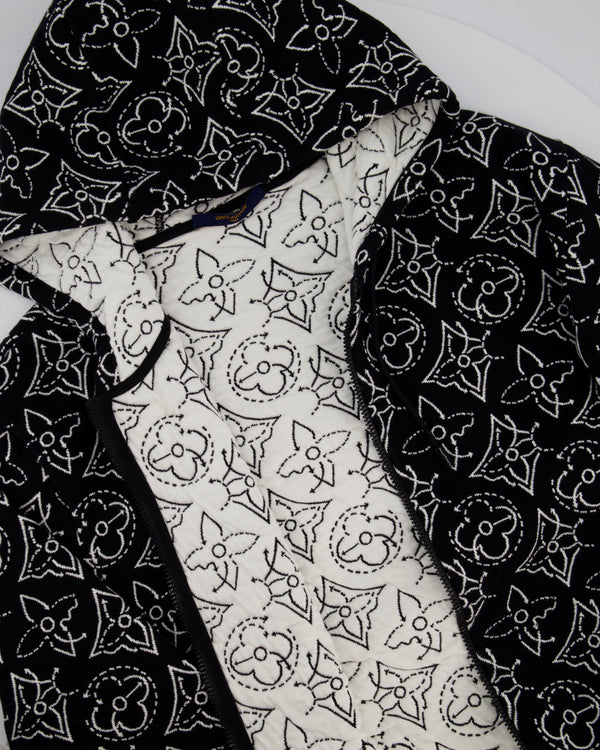 Louis Vuitton x NBA Mens Strategic Flowers Black and White Quilted Hoodie Size XXL (UK 46)