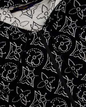 Louis Vuitton x NBA Mens Strategic Flowers Black and White Quilted Hoodie Size XXL (UK 46)