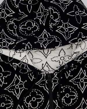 Louis Vuitton x NBA Mens Strategic Flowers Black and White Quilted Hoodie Size XXL (UK 46)