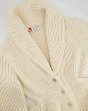 Alexander McQueen Cream Wool Peplum Cardigan Size XL (UK 14)
