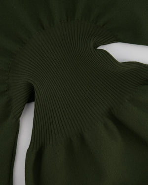 Bottega Veneta Khaki Green Balloon-Sleeve Wool Knee-Length Dress Size XS (UK 6)