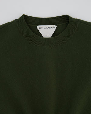 Bottega Veneta Khaki Green Balloon-Sleeve Wool Knee-Length Dress Size XS (UK 6)