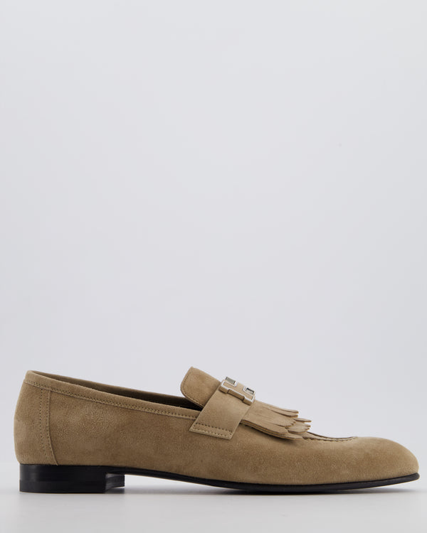 Hermès Royal Loafers in Beige Sable Suede with Palladium H Logo Detail Size EU 39.5