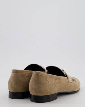 Hermès Royal Loafers in Beige Sable Suede with Palladium H Logo Detail Size EU 39.5