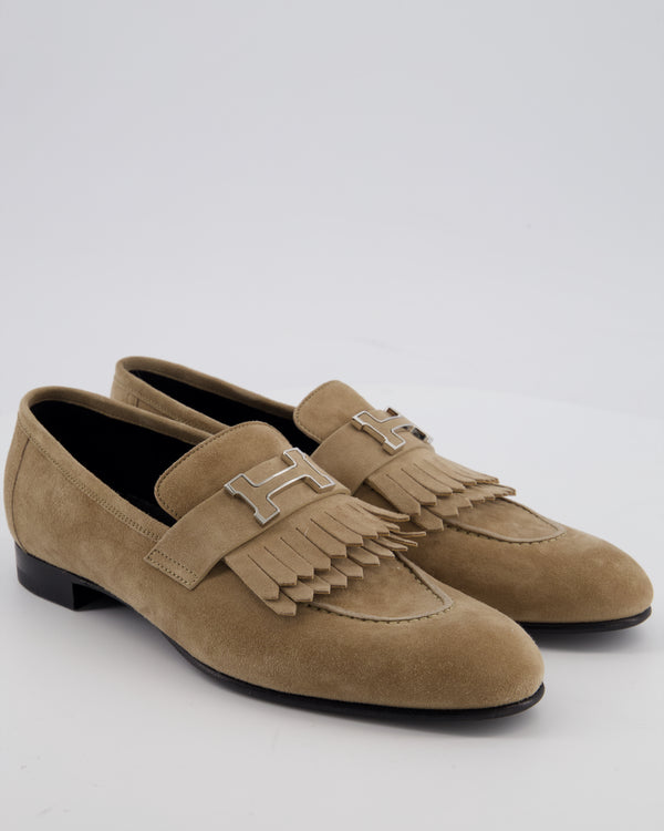 Hermès Royal Loafers in Beige Sable Suede with Palladium H Logo Detail Size EU 39.5