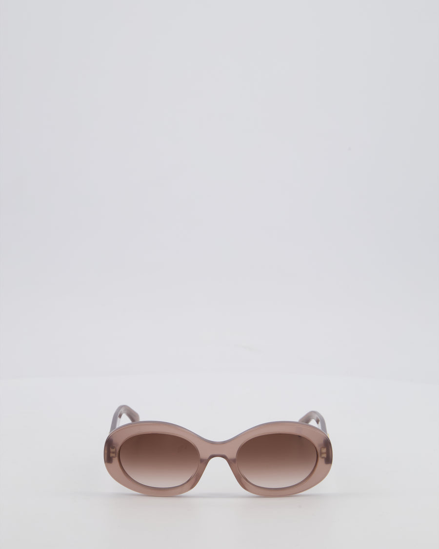 Céline Triomphe 01 Sunglasses in Semi-Transparent Brown Acetate with Gold Logo Detail