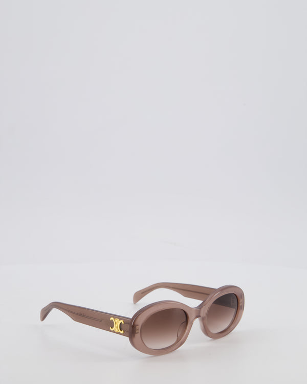 Céline Triomphe 01 Sunglasses in Semi-Transparent Brown Acetate with Gold Logo Detail