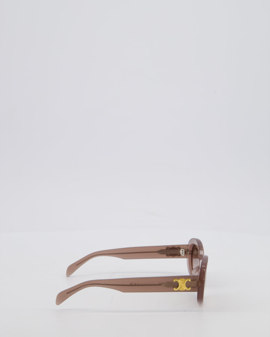 Céline Triomphe 01 Sunglasses in Semi-Transparent Brown Acetate with Gold Logo Detail