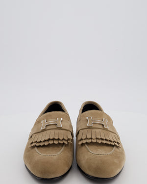 Hermès Royal Loafers in Beige Sable Suede with Palladium H Logo Detail Size EU 39.5