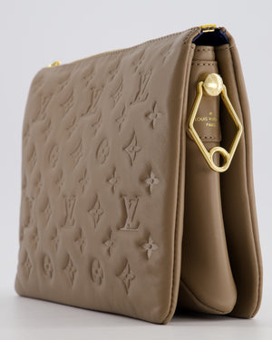 Louis Vuitton Beige Coussin PM Bag in Monogram Embossed Calfskin Leather with Gold Chain Strap