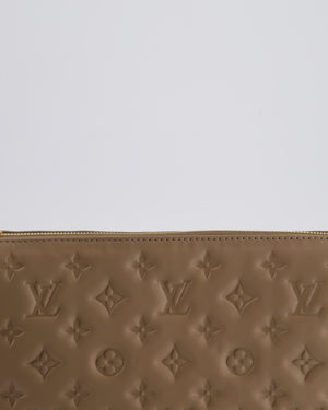 Louis Vuitton Beige Coussin PM Bag in Monogram Embossed Calfskin Leather with Gold Chain Strap