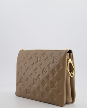 Louis Vuitton Beige Coussin PM Bag in Monogram Embossed Calfskin Leather with Gold Chain Strap