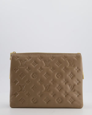 Louis Vuitton Beige Coussin PM Bag in Monogram Embossed Calfskin Leather with Gold Chain Strap