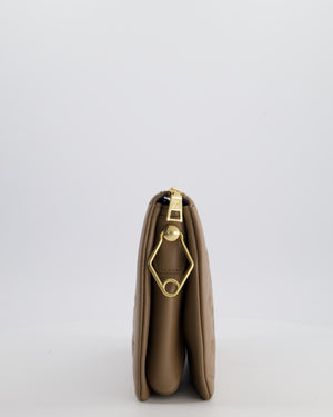 Louis Vuitton Beige Coussin PM Bag in Monogram Embossed Calfskin Leather with Gold Chain Strap