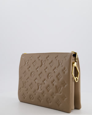 Louis Vuitton Beige Coussin PM Bag in Monogram Embossed Calfskin Leather with Gold Chain Strap