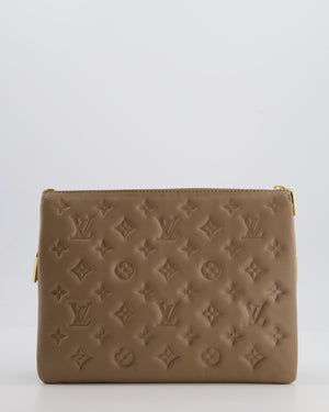 Louis Vuitton Beige Coussin PM Bag in Monogram Embossed Calfskin Leather with Gold Chain Strap