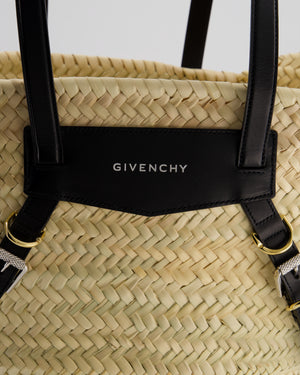 Givenchy Voyou Natural and Beige Straw Basket with Leather logo Bag