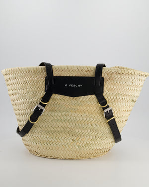 Givenchy Voyou Natural and Beige Straw Basket with Leather logo Bag