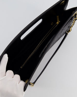 Chanel Black Aged Calfskin Quilted Small Graphic Catch Shopping Bag with Gold Hardware