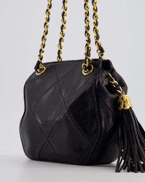 *FIRE PRICE* Chanel Vintage Black Small Camera Bag in Lambskin Leather with Tassel Detail and Gold Hardware