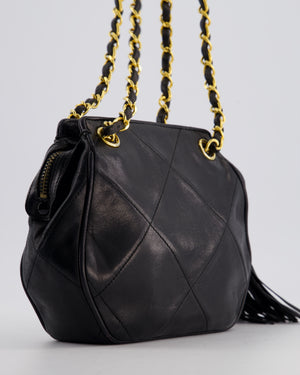 *FIRE PRICE* Chanel Vintage Black Small Camera Bag in Lambskin Leather with Tassel Detail and Gold Hardware
