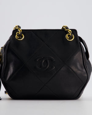 *FIRE PRICE* Chanel Vintage Black Small Camera Bag in Lambskin Leather with Tassel Detail and Gold Hardware