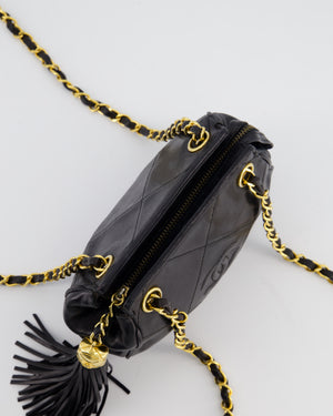 *FIRE PRICE* Chanel Vintage Black Small Camera Bag in Lambskin Leather with Tassel Detail and Gold Hardware