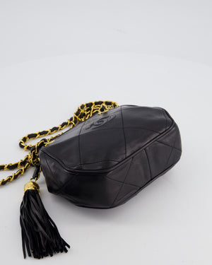 *FIRE PRICE* Chanel Vintage Black Small Camera Bag in Lambskin Leather with Tassel Detail and Gold Hardware