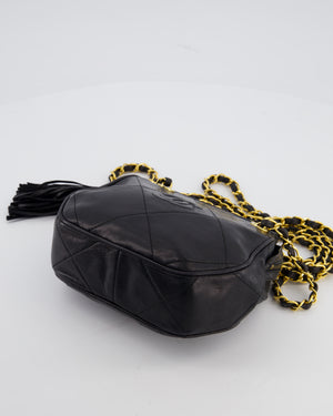 *FIRE PRICE* Chanel Vintage Black Small Camera Bag in Lambskin Leather with Tassel Detail and Gold Hardware