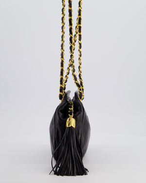 *FIRE PRICE* Chanel Vintage Black Small Camera Bag in Lambskin Leather with Tassel Detail and Gold Hardware