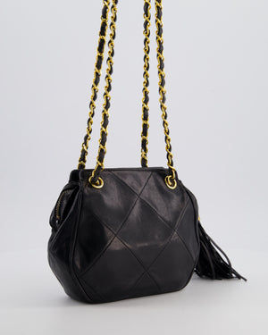 *FIRE PRICE* Chanel Vintage Black Small Camera Bag in Lambskin Leather with Tassel Detail and Gold Hardware