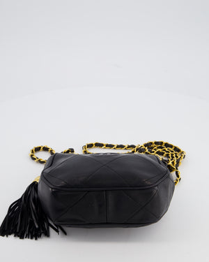 *FIRE PRICE* Chanel Vintage Black Small Camera Bag in Lambskin Leather with Tassel Detail and Gold Hardware