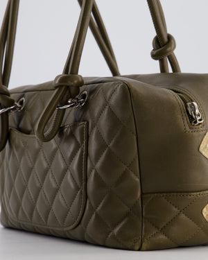 Chanel Small Khaki Ligne Cambon Leather Tote Bag with Python CC details