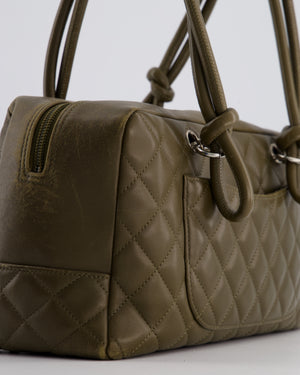 Chanel Small Khaki Ligne Cambon Leather Tote Bag with Python CC details