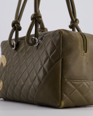 Chanel Small Khaki Ligne Cambon Leather Tote Bag with Python CC details