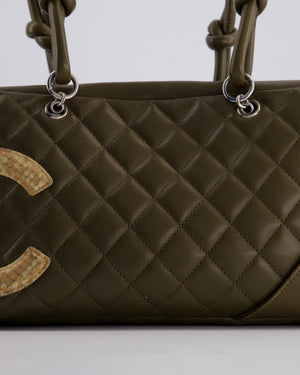 Chanel Small Khaki Ligne Cambon Leather Tote Bag with Python CC details