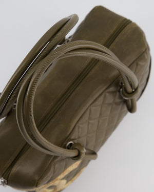 Chanel Small Khaki Ligne Cambon Leather Tote Bag with Python CC details