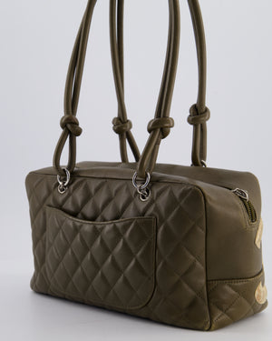 Chanel Small Khaki Ligne Cambon Leather Tote Bag with Python CC details